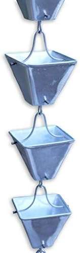 Nutshell Stores Medium Square Cups Rain Chain - Aluminum - 9 Feet