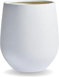 21" H x 19" D Corso Fiberstone Round Tapered Planter with Drainage Hole, Smooth Finishes, for Indoor and Outdoor Use, Included 2 Extra Coco Mats (White, 15" Pot Opening)