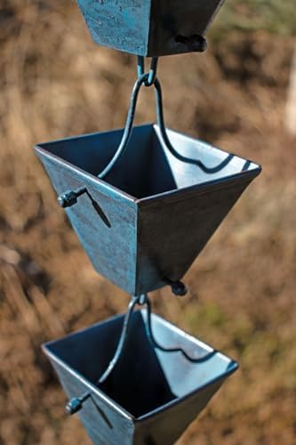 Nutshell Stores Medium Square Cups Rain Chain - Patina - 11 Feet