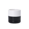 D'vine Dev 3.5 Inch Ceramic Planter Pot with Drainage Hole and Saucer, Indoor Cylinder Round Planter Pot, Layered Monochrome Black & White, 94-O-A-L