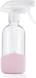 HOMBYS 8 Oz Empty Clear Glass Spray Bottles with Silicone Sleeve Protection Refillable Containers for Cleaning Solutions, Essential Oils, Misting Plants - Quality Sprayer - 1 Pack Boston Bottles