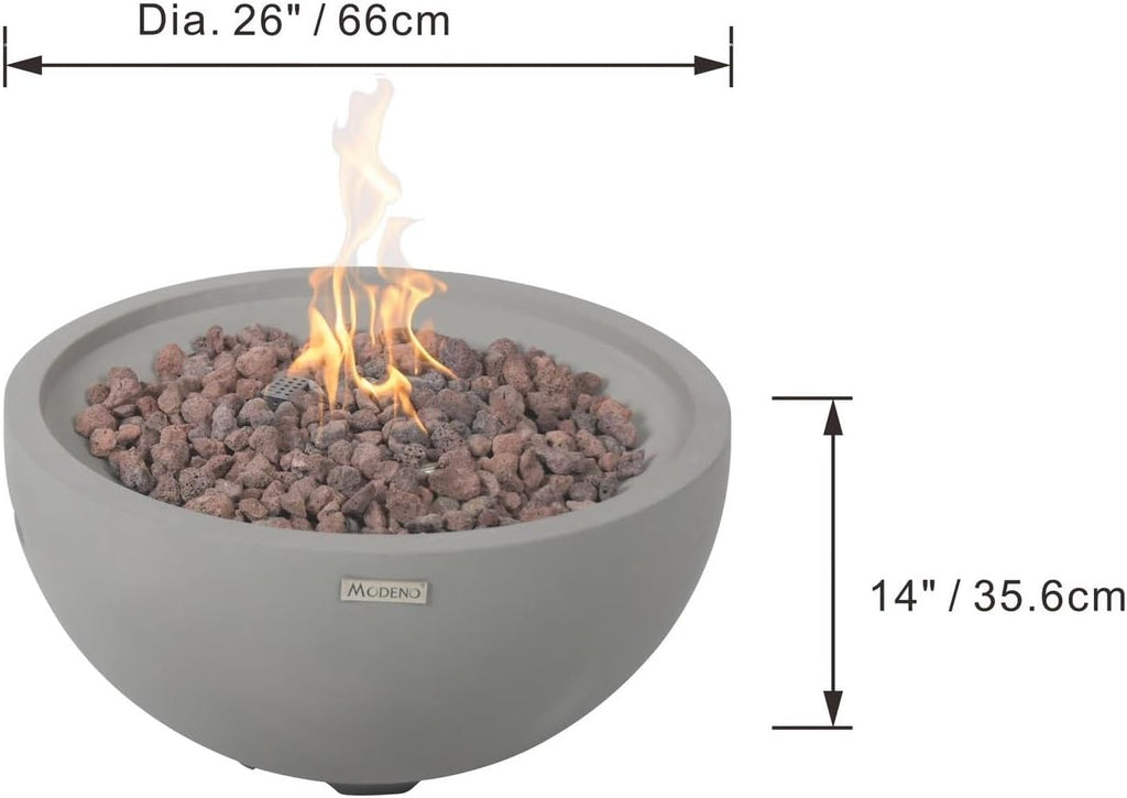 AMS Fireplace | Modeno | Nantucket | Firepit Table | Cover and Lava Rocks Included | (Fuel: Liquid Propane - Light Gray)
