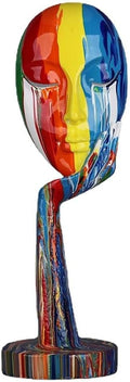 suruim Simple Creative Colorful Female Face Art Statue Thinker Sculpture Abstract Character Crafts Ornament Home Office Bedroom Living Room Study Decoration (Large 15.3x4.9x4.9in)