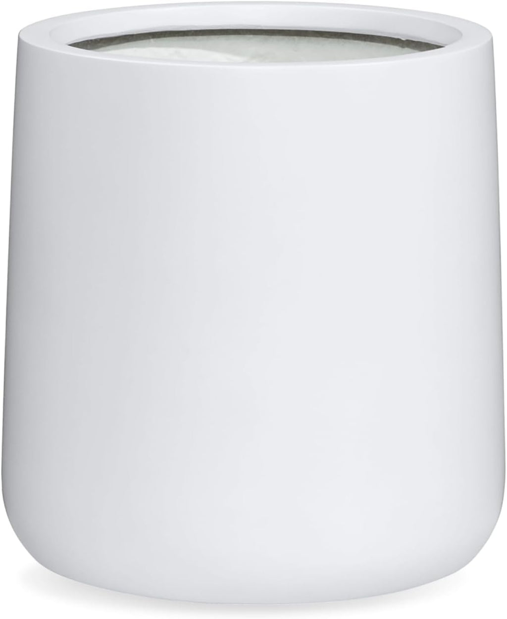 14" H x 13.7" D Conico Fiberstone Round Planter with Drainage Hole, Smooth Finishes, Weather Resistant for Indoor and Outdoor Use, Included 2 Extra Coco Mats (White, 10.6" Pot Opening)