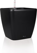 Dexceder 13x12 Self Watering Planter with Wheels Indoor Outdoor, Inner Mat Design, Thickened Large Floor Standing Flower Plant Pot with Water Level Indicator (Black Matte)