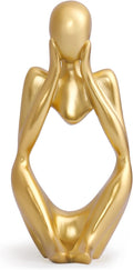 INNOLITES Resin Statue Thinker Style Decoration Abstract Sculptures Collectible Figurines for Home Decor Modern Office Shelf Desktop (Gold-Focus)
