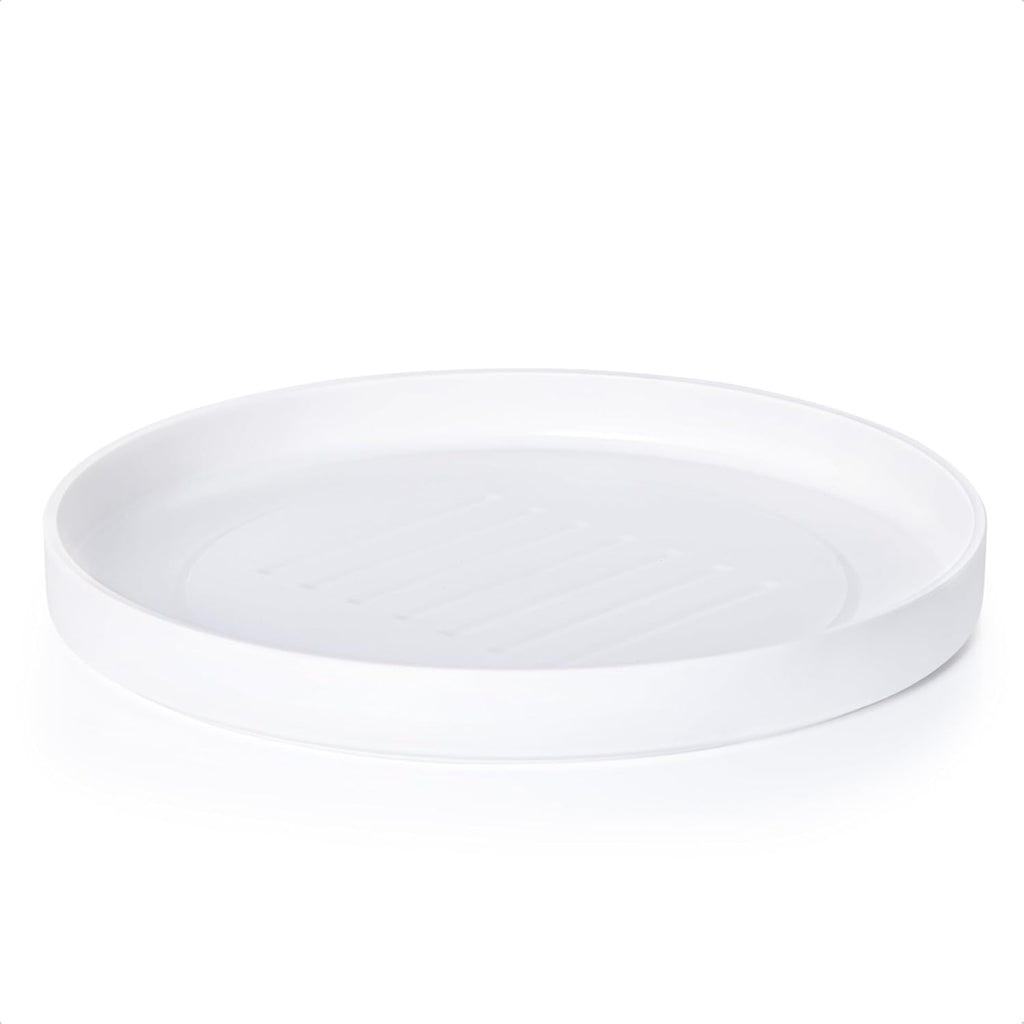 Phoenix Vine 14 Inch Plastic Plant Saucer Water Drip Tray, Heavy Sturdy Round Plant Drainage Tray for Indoors Outdoor, Matte White, 21-TY-14W-1