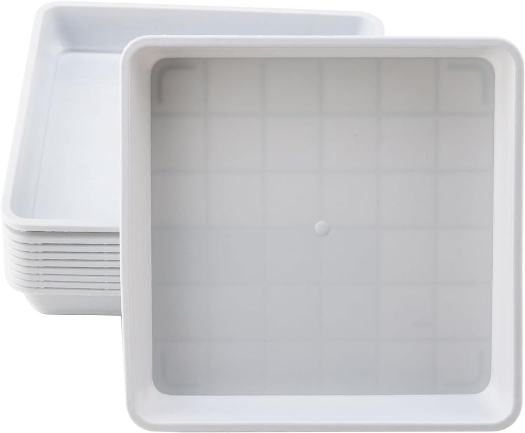 JOIKIT 15 PCS 11.4 x 11.4 Inch Square Plant Saucer, Plastic Plant Saucer Drip Tray, Square Flower Pot Tray for Indoors and Outdoor Plant Pots, 1.6 Inch Deep, White