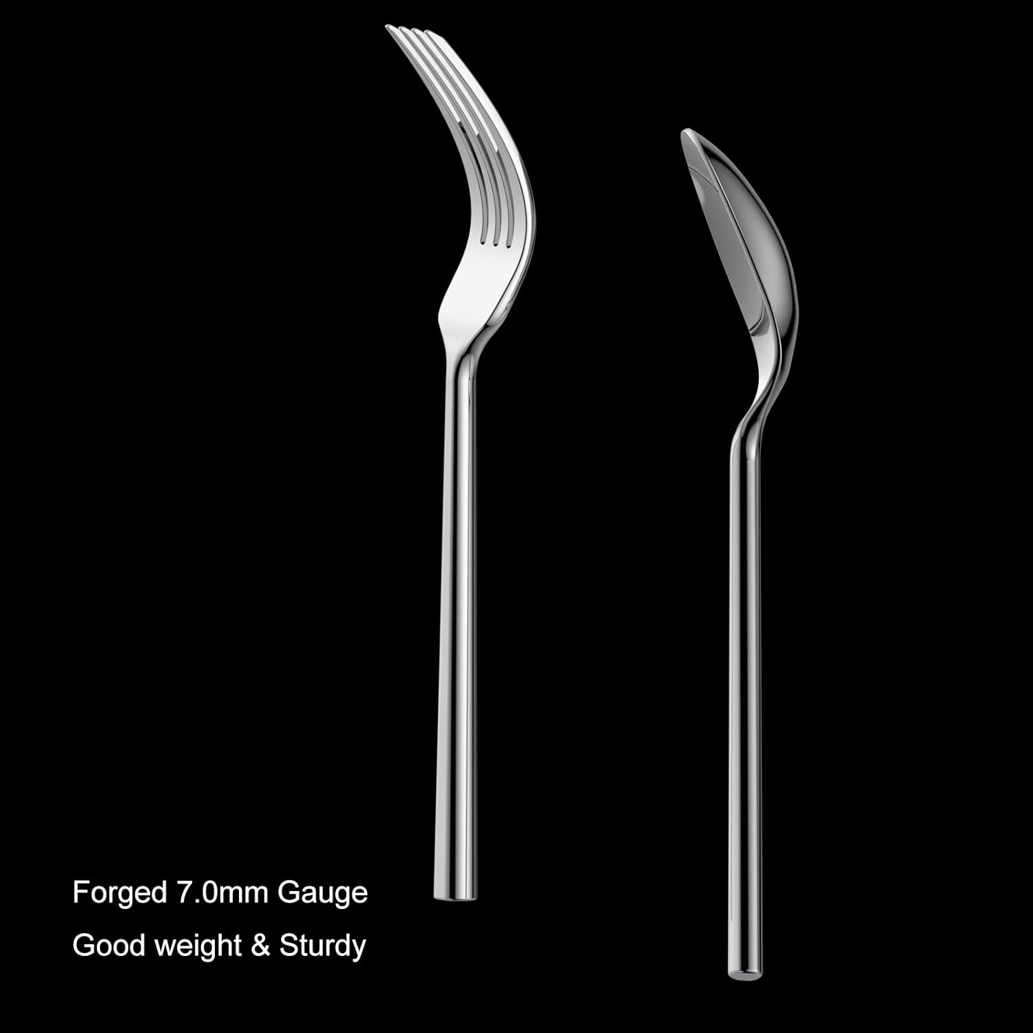 Alata Potter 40-Piece Forged Silverware Set Stainless Steel Flatware Set Cutlery Set, Service for 8, Mirror Finish, Dishwasher Safe