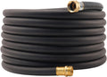 WiseFlow Garden Hose 25FT x 5/8", Heavy Duty Rubber Hose, 1000PSI Burst, 300PSI Working, Water Hose with Five Layered Braiding, Male Female Fittings (Black)