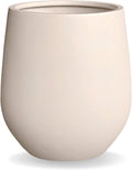 12.5" H x 11.4" D Corso Fiberstone Round Tapered Planter with Drainage Hole, Smooth Finishes, Weather Resistant for Indoor and Outdoor Use (Kilim Beige, 9" Pot Opening)