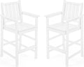 Adirondack Bar Chair Set of 2, HDPE Tall Adirondack Chairs Bar Stools with Footrest, Outdoor Bar Height Stool Chair Set, HDPE Patio Barstools Set for Balcony, Porch, Deck, Pool, Pearl
