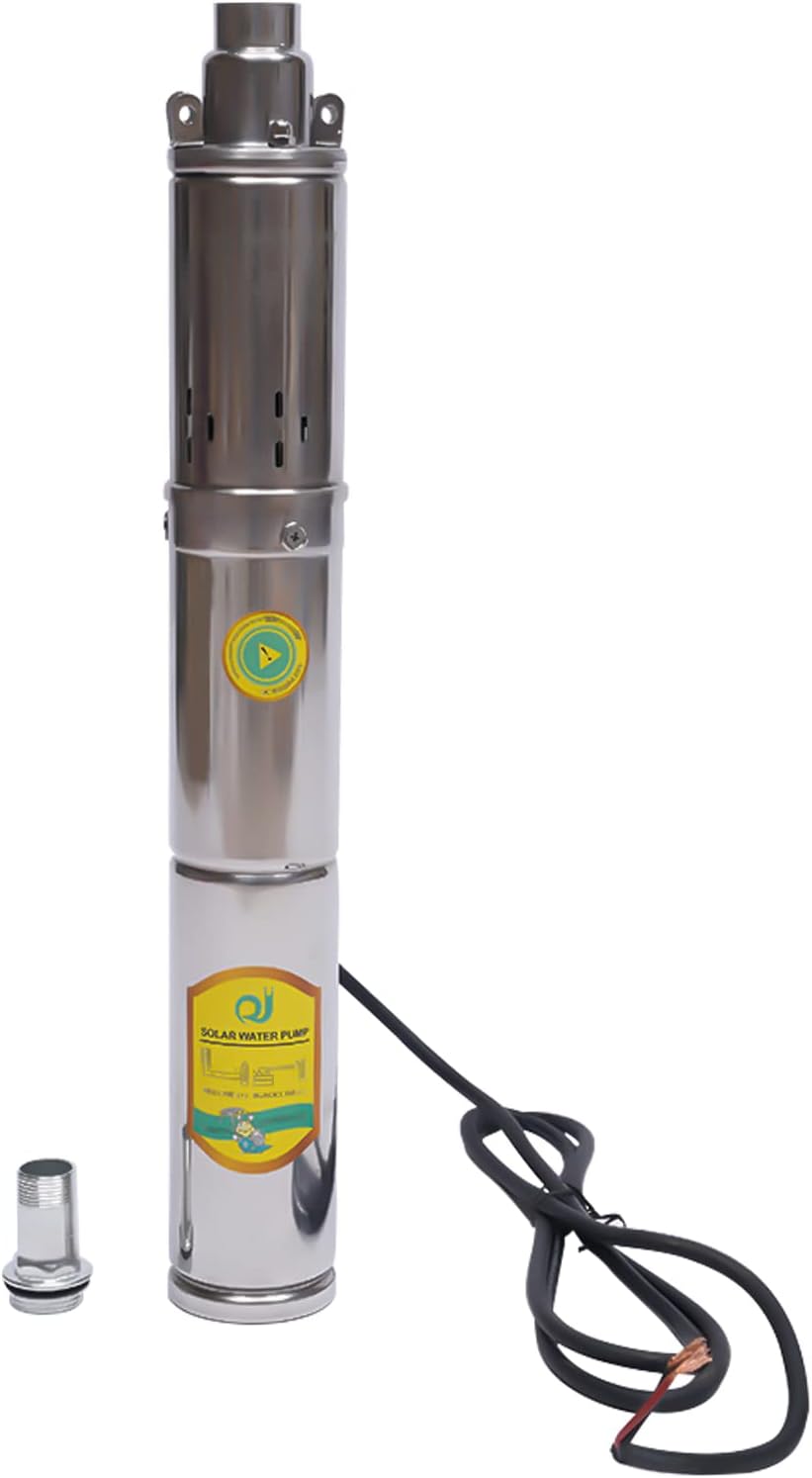Submersible Deep Well Solar Water Pump DC 24V 370W Stainless Steel Agricultural Irrigation Screw Pump, 213ft Lift, 8.8GPM Flow, Solar Water Circulating System