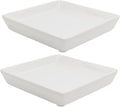 Square Plant Saucer 8 Inch 2 Pack，Plant Trays for Pots, White Ceramic Plant Saucers for Indoors Outdoors, Plant Drip Tray 4 6 8 10 12 14 Inch