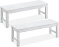 Psilvam Outdoor Bench, Two Person Poly Lumber Porch Bench, Weatherproof Garden Bench That Never Rot and Fade, Patio Bench Suit for Garden, Porch, and Park (2 pcs, White)