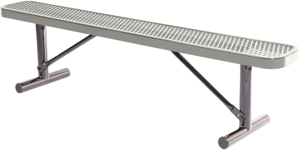 Coated Outdoor Furniture Heavy-Duty Portable Outdoor Bench Thermoplastic Coated, Expanded Metal, Commercial-Grade Seating, Made in America (Portable Without Back, 6 Ft, Grey)