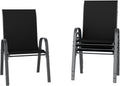 UDPATIO Patio Chairs Set of 4, Stackable Outdoor Dining Chairs with High Back, Breathable Textilene Fabric Outdoor Chair All Weather, 350LBS Capacity for Garden, Backyard (Black)