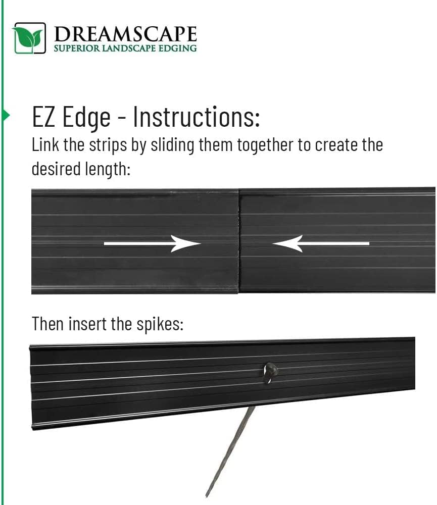 Dreamscape E-Z Edge Aluminum Landscape Edging - 12 Strips, 6ft Each (72ft Total), Black - Professional Quality Landscaping Border, Metal Divider for Lawn, Garden, Flowerbed…