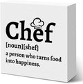 Kitchen Signs Wooden Box Sign, Chef Definition Quotes Wooden Signs, Chef Gift for Men Women, Kitchen Decor for Home Desk Shelf Tabletop 5 X 5 Inches