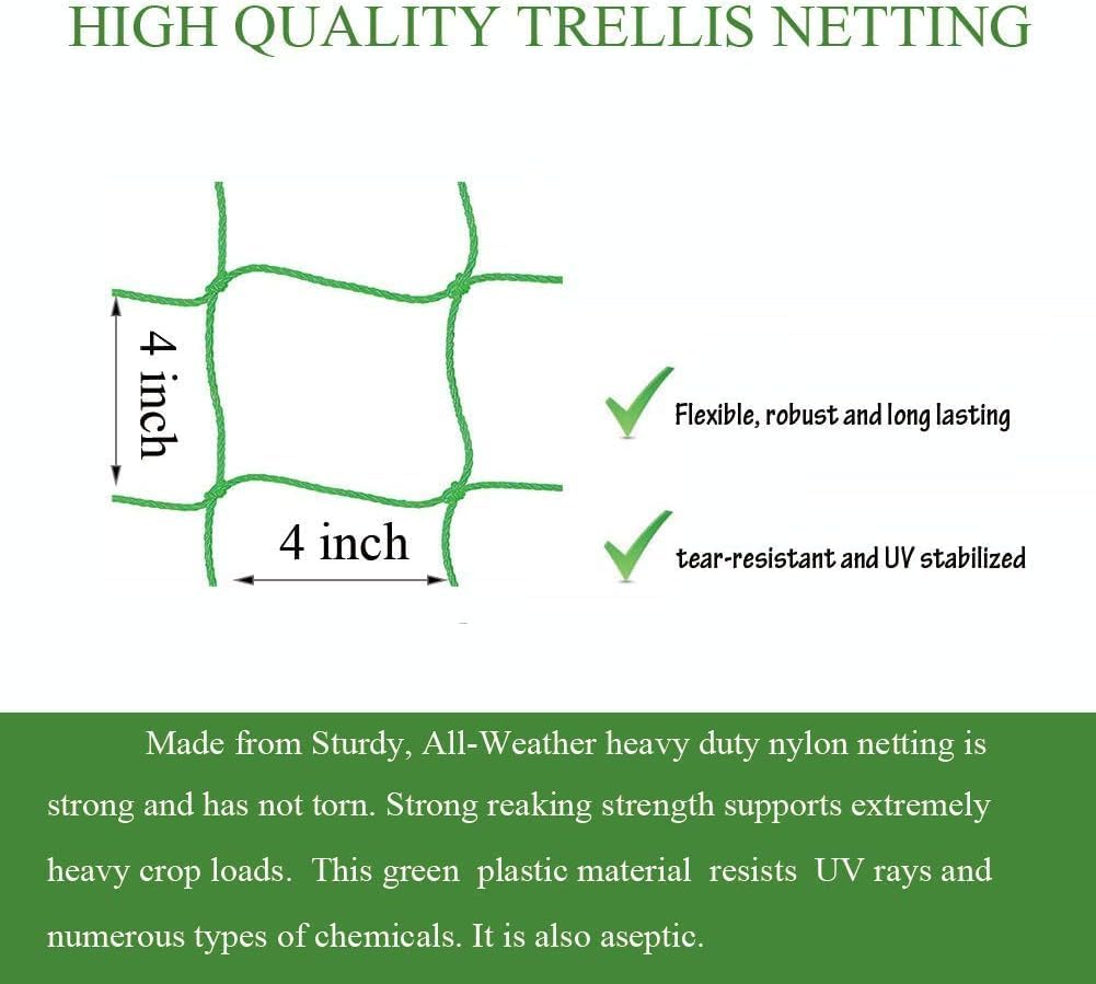 Trellis Netting for Climbing Plants - Heavy Duty Garden Trellis Netting for Cucumber, Vine, Fruits & Vegetables Tomato Plants Trellis Net, Climbing Vining Plants (2-Pack 32.8' x 6.6'Ft)