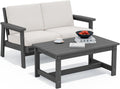 SERWALL Outdoor Loveseat, Grey Frame and Khaki Cushion