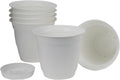The HC Companies Eclipse Round Planter with Saucer - Outdoor & Indoor Plant Pot with Drainage Holes - Lightweight, UV-Resistant Plastic Pots for Plants, Flowers & Herbs (8" White, Pack of 6)