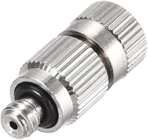 uxcell Brass Misting Nozzle - 3/16-inch Threaded 0.1mm Orifice Dia Fogging Spray Head for Outdoor Cooling System - 5 Pcs Silver Tone