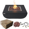 AMS Fireplace | Modeno | Aurora | Firepit Table | Cover and Lava Rocks Included | (Fuel: Liquid Propane - Black)