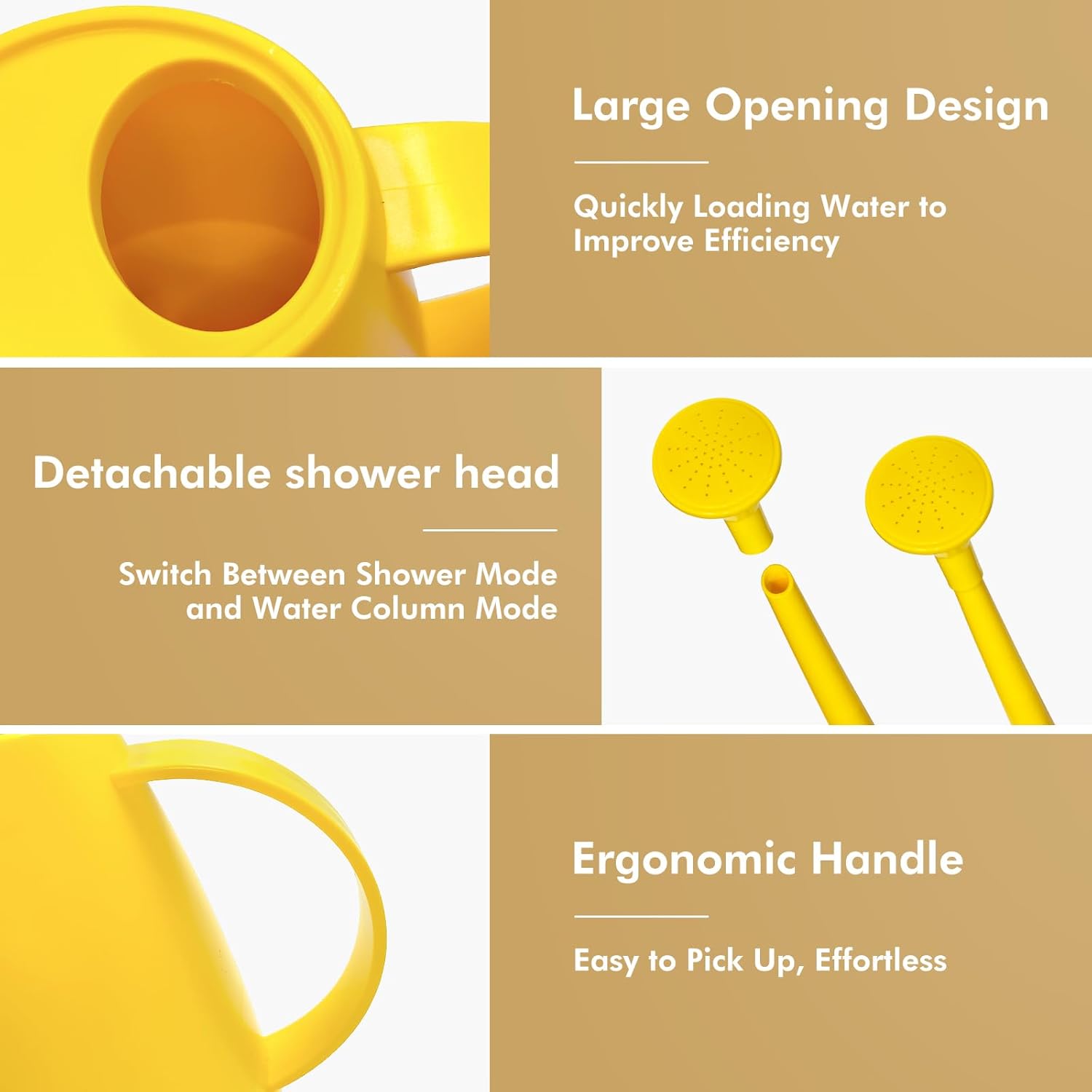 Watering Can for Indoor Outdoor Plants, Modern Small Watering Cans with Removable Nozzle, Long Spout Watering Can for Indoor Bonsai Plants Garden Flowers 1/2 Gallon 1.8L 60OZ (Yellow)