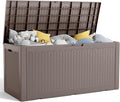 100 Gallon Outdoor Storage Box – Waterproof Deck Box for Garden & Patio,Light Brown