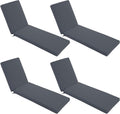 Chaise Lounge Cushions Outdoor Set of 4 - Waterproof and Fade Resistant Sun Lounger Replacement Cushions - Patio Lounger Pads with Removable Cover for Pool, Deck, 72 x 21 x 3 Inch, Dark Grey