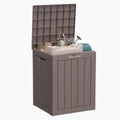 28 Gallon Resin Deck Box, Lockable Outdoor Storage Box for Patio Cushions Storage Furniture,Garden Tools, Pool Supplies, Weatherproof and UV Resistant (Grey)