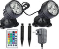 Pond Lights Submersible Outdoor Spotlights with Timer, Color Changing Fountain Light Waterproof Dimmable with Spiked Stand for Pond Fountain Waterfall Pool Landscape(Set of 2)