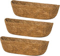 3Pcs 24“ Coco Liners for Planters, Pre-Formed Trough Coconut Fiber Liner Replacement for Window Box, Fence Flower Baskets, Garden Flower Pot (24 inch 3PCS)