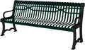 Coated Outdoor Furniture Heavy-Duty Outdoor Bench Thermoplastic Coated, Slatted Steel, Commercial-Grade Garden Bench, Made in America (Portable with Back, 4 Ft, Dark Green)