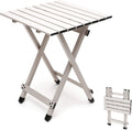 SUNNYFEEL Folding Camping Table - Lightweight Aluminum Portable Picnic Table, 18.5x18.5x24.5 Inch for Cooking, Beach, Hiking, Travel, Fishing, BBQ, Indoor Outdoor Small Foldable Camp Tables