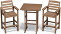 SERWALL Balcony Adirondack Chairs and Table 3 Pieces Set, Adirondack Bar Height Chairs Set of 2 and Bar Table, Outdoor Bar Stools Set for Bistro, Poolside, Backyard, Brown