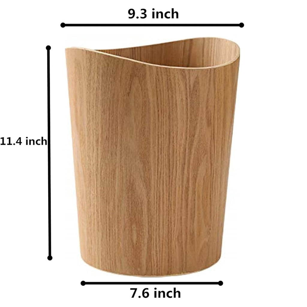 Wood Trash Can, Round Stackable Wastebasket, Natural Garbage Recycling Bin for Bathrooms, Powder Rooms, Kitchens, Home Offices (B-Light Wood)