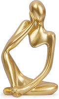 INNOLITES Resin Statue Thinker Style Decoration Abstract Sculptures Collectible Figurines for Home Decor Modern Office Shelf Desktop (Gold-Left)