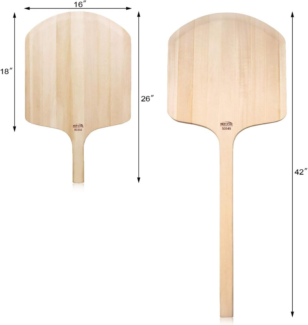 New Star Foodservice 50332 Restaurant-Grade Wooden Pizza Peel, 18" L x 16" W Plate, with 8" L Wooden Handle, 26" Overall Length
