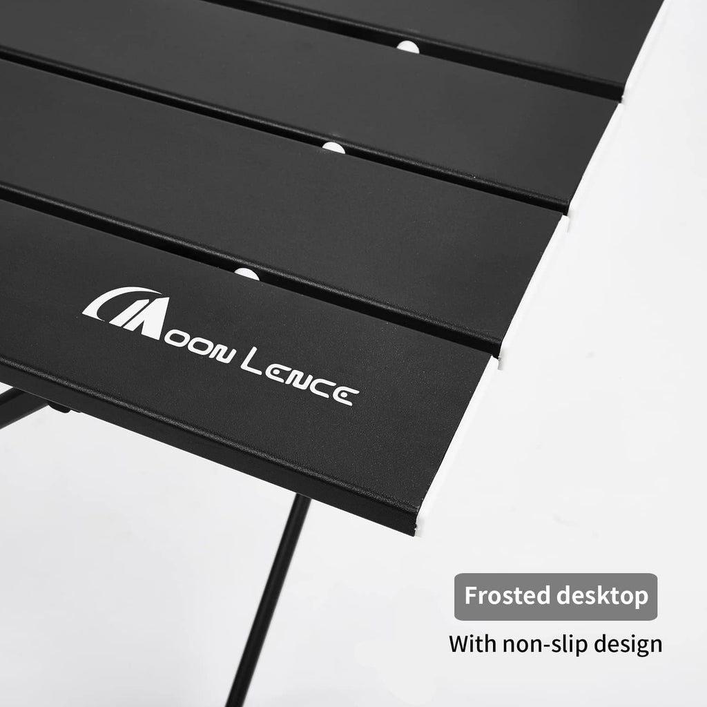 MOON LENCE Folding Outdoor Aluminum Camping Table Portable Ultralight Compact Backpacking Travel Table for Beach, Picnics, Hiking (Black, Large)