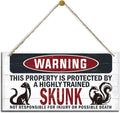 Warning Sign, Skunk Warning Wood Plaque Sign, Funny Door Signs, Decorative Wood Hanging Suspension Plaque, Farmhouse Wooden Wall Decor, Outdoor Hanging Wooden Signs