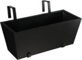 BIRDROCK HOME 1pk Metal Railing Planter - Balcony Flower Box - Deck Rail Boxes - House Apartment Plant Pot - Black