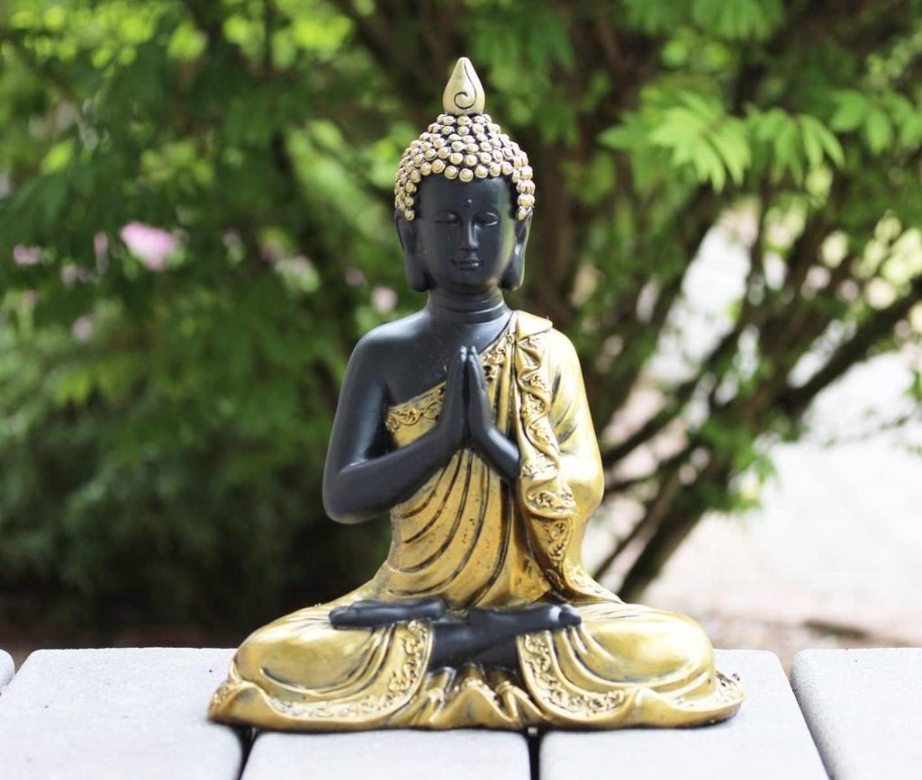 Seraphic Large Golden Meditation Buddha Statue for Indoor, Outdoor, and Home Decor, Gold, 13" Tall