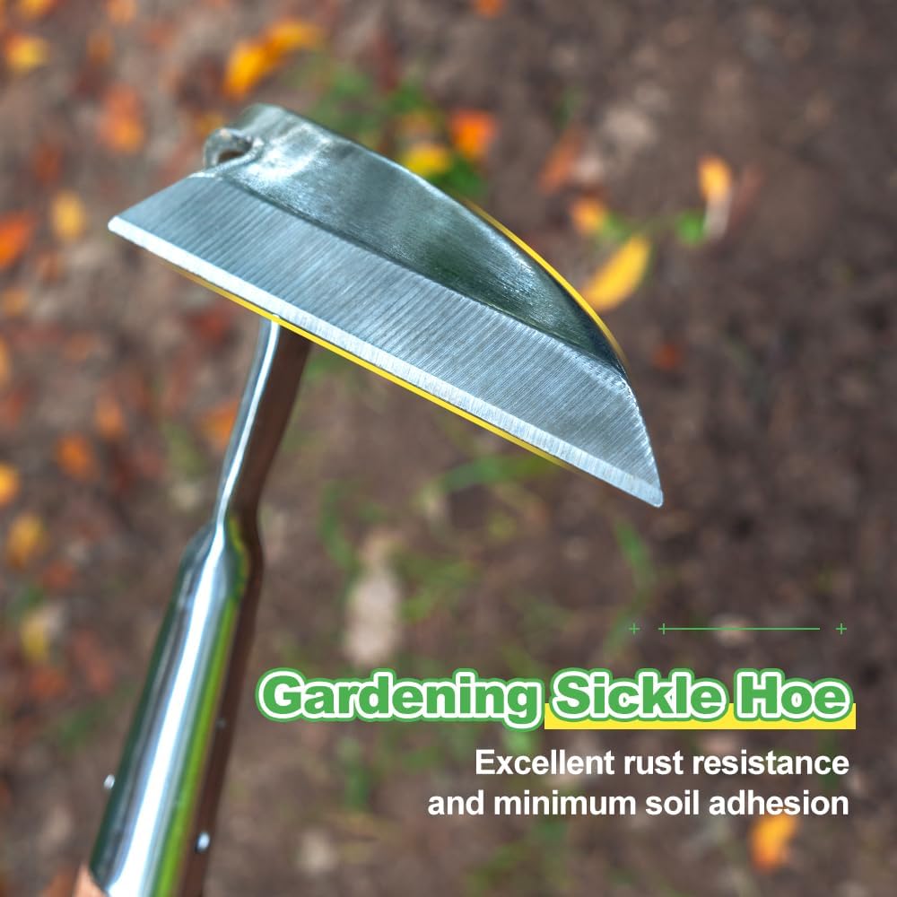 Berry&Bird Japanese Weeding Sickle, Versatile Long Handle Weeding Tool Garden Hoe for Effective Weeding, Cultivating, Soil Loosening & Digging