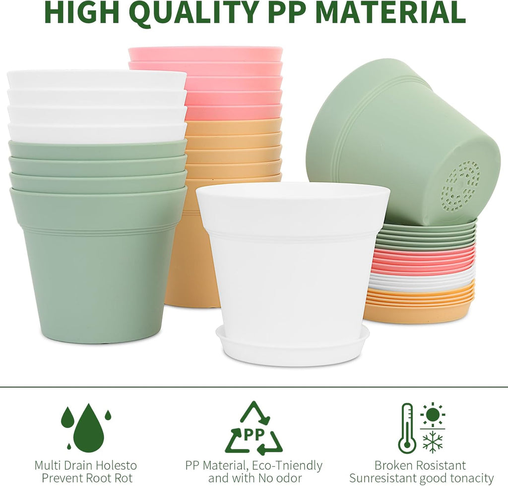 GARDIFE 20 Pack 6 inch Plant pots, planters for Indoor Plants, Flower pots, Color