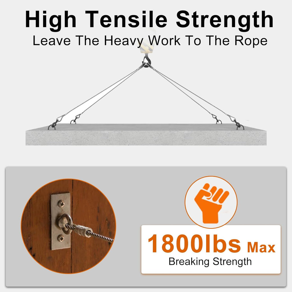 1/8" Wire Cable, 200ft Wire Rope Metal Cable with Loop Sleeve, Steel Thimble Cutter, 7x7 Marine Stainless Steel Strand Core Perfect for Deck Railing System, Outdoor Hanging kit, Garden Fence