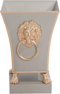 Jaye's Studio Regency Line, Paws & Claws, Decorative Square Cachepot & Planter, Gold Trim & Finish, Hand-Painted, Handcrafted Metal, Luxury Indoor Planter, Size 5x5x9 (Taupe)