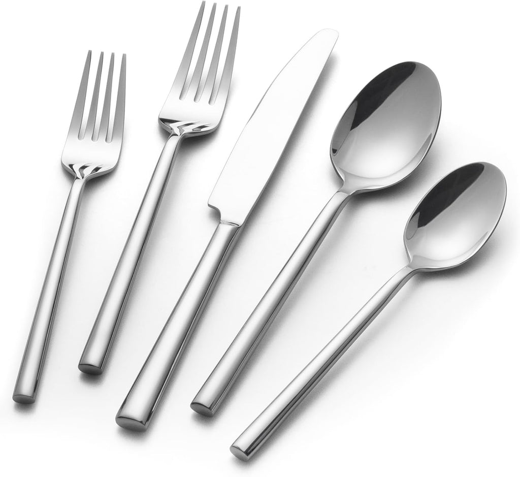 Alata Potter 40-Piece Forged Silverware Set Stainless Steel Flatware Set Cutlery Set, Service for 8, Mirror Finish, Dishwasher Safe