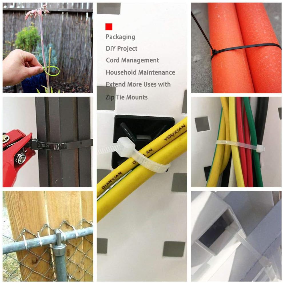 HS Durable Plastic Zip Ties 4 Inch 200 Pack Small Tie Wraps Thin 18 Lbs Self-Locking Nylon Cable Ties for Electronics Organizer, Tiny Wire Tie Black